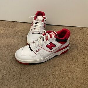 New Balance 550 White & Red Athletic Sneakers Women’s size 7.5/ Men size 6